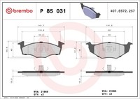 Bremsbelagsatz Scheibenbremse Prime Brembo P 85 031 FüR Seat Vw Ibiza Polo Golf