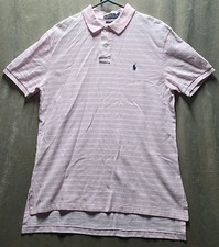 Ralph Lauren Polo Shirt Mens Large Pink Striped Pony Short Sleeve