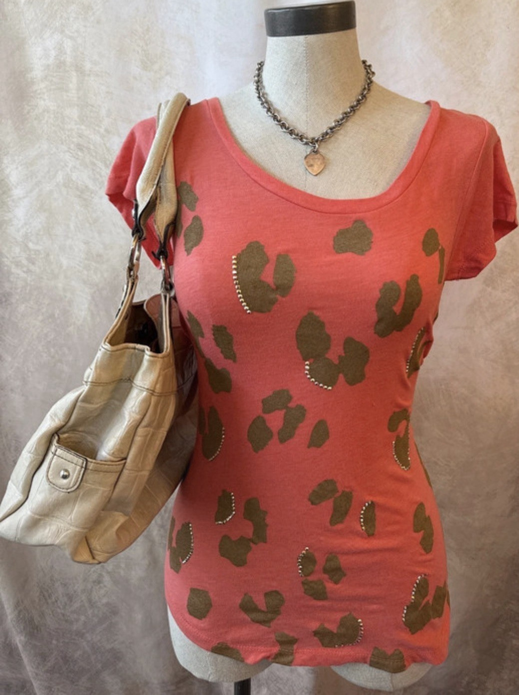 Y2K Threads 4 Thought Coral Reef Animal Print Studded Knit Sustainable T-Shirt S