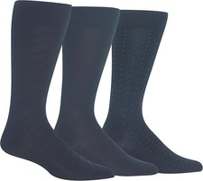 Chaps Men's Super Soft Dress Crew Socks-3 Pair Pack-Patterns and Textures-NVY