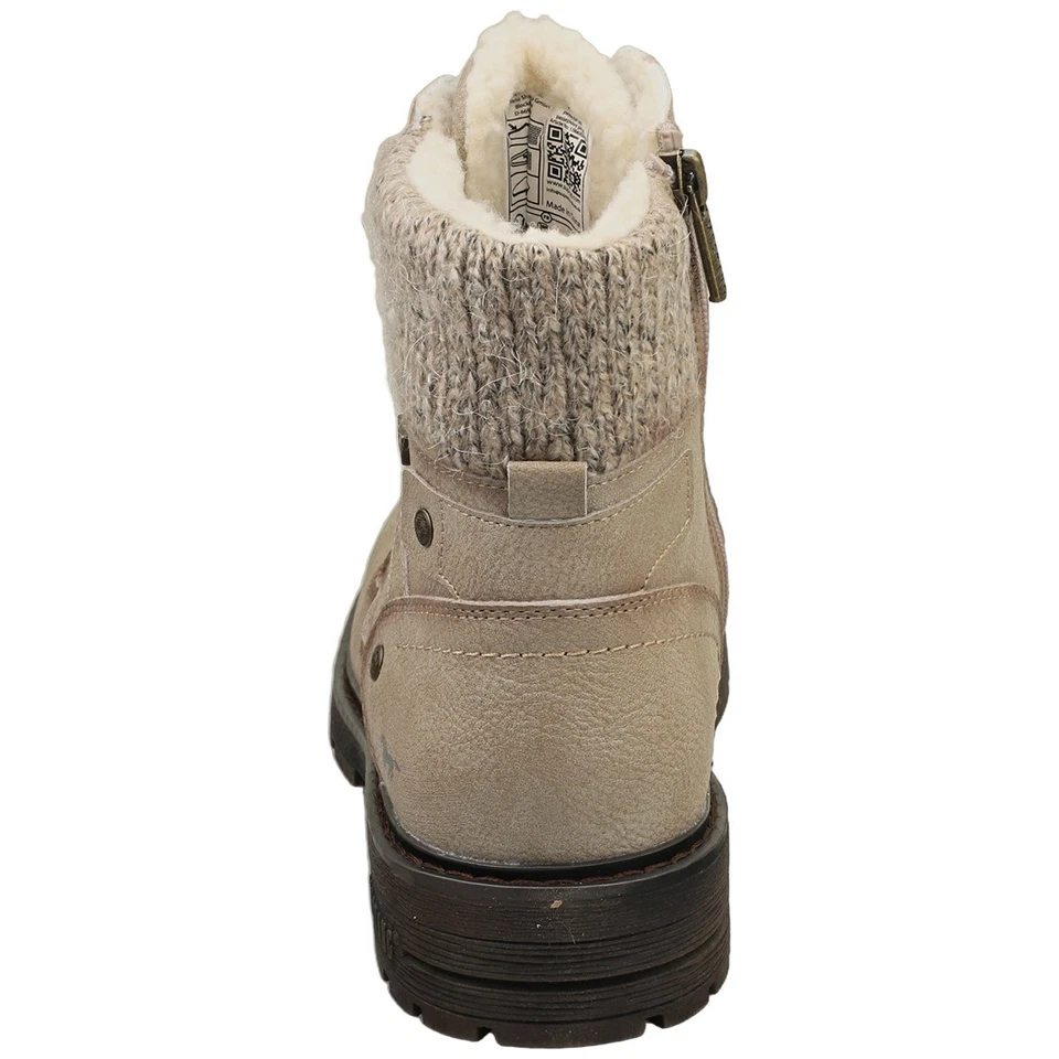 Mustang Side Zip Low Heel Womens Ankle Boots in Off White - 5 UK - Image 4 of 4