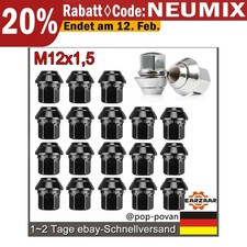 20 Radmuttern Muttern Schrauben M12x1,5 Kegel für FORD Alufelgen Schwarz / Chrom