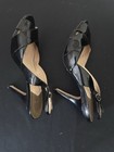 COLE HAAN  Patent Leather Black Open Toe Slingback Heel Pumps - Size 9 1/2B — photo 4