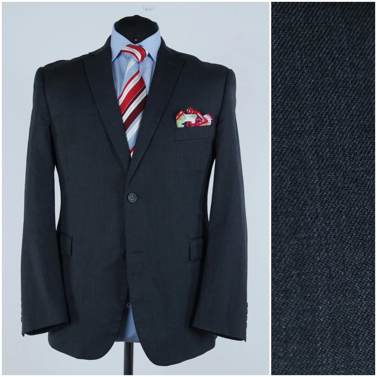 Mens Dark Grey Blazer 42R UK Size Wool Sport Coat Jacket