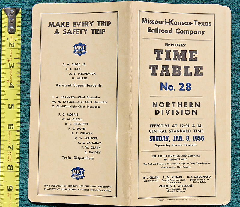 1956 Missouri Kansas Texas MKT Railroad Northern Div KATY Railway Osage Choctaw