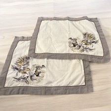Ivory Gray Flower Embroidered Standard Pillow Shams Set Of 2 Cottage