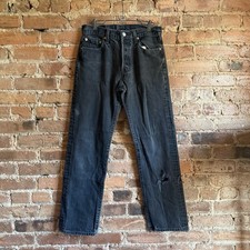 VTG 1990s Levi 501 Black Button Fly USA 29x29 Distressed Faded