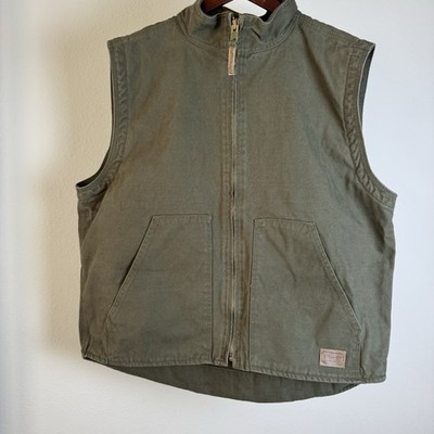 Vintage C E Schmidt Workwear Vest Mens Green Canvas Lined Utility