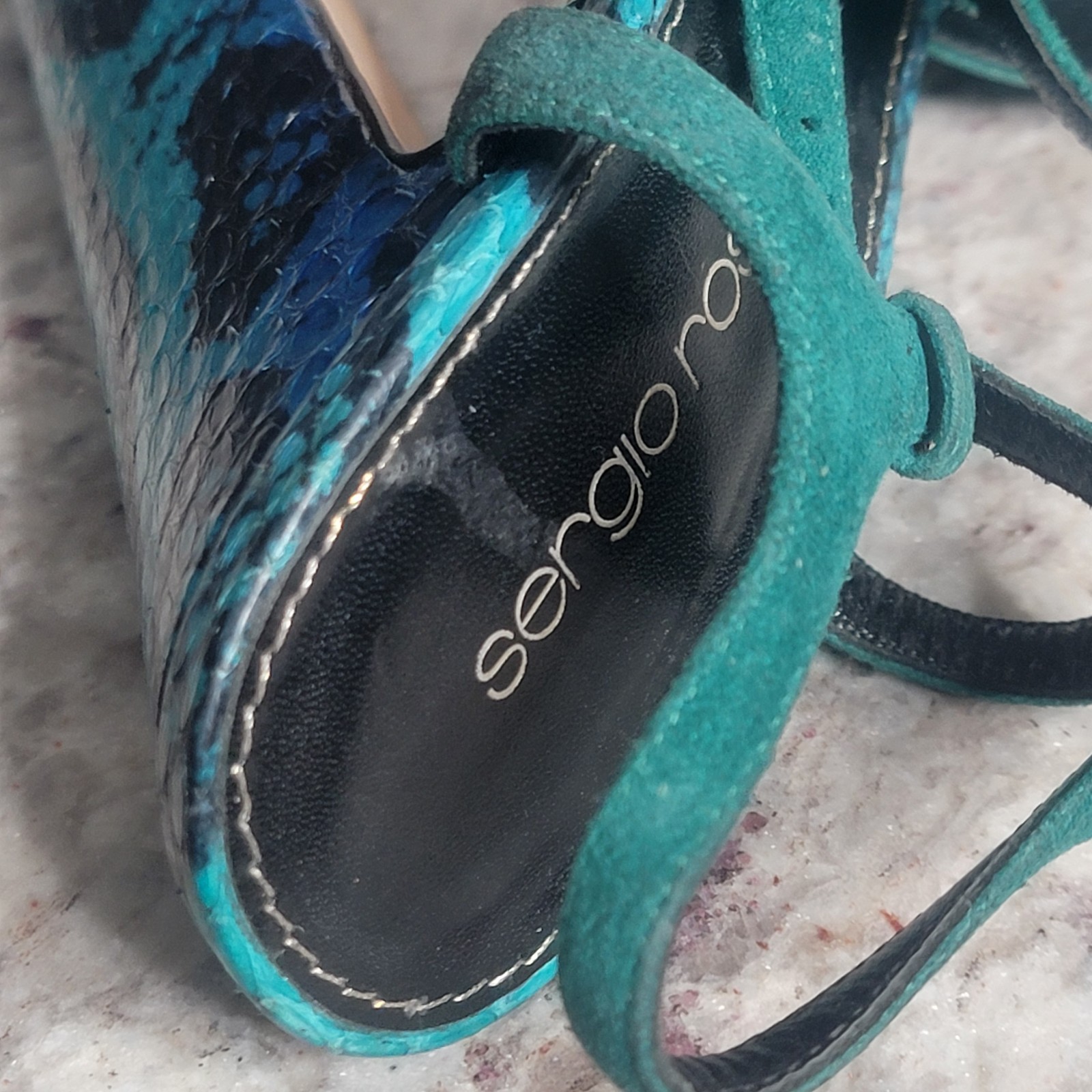 Sergio Rossi Elaphe Suede Python Snake Leather Pl… - image 18