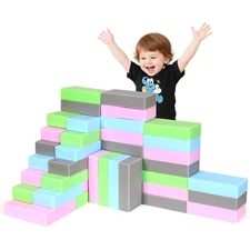 Toddler Foam Building Blocks Set | Soft Colorful Stacking Gymnastics Play