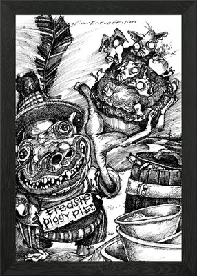 Piggie Pie Schwein Bild gerahmt Wandbild Poster Leinwanddruck Bild