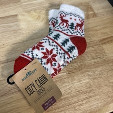 Northeast Outfitters Youth Cozy Cabin Crew Socks Reindeer Tree Small Aloe Comfy