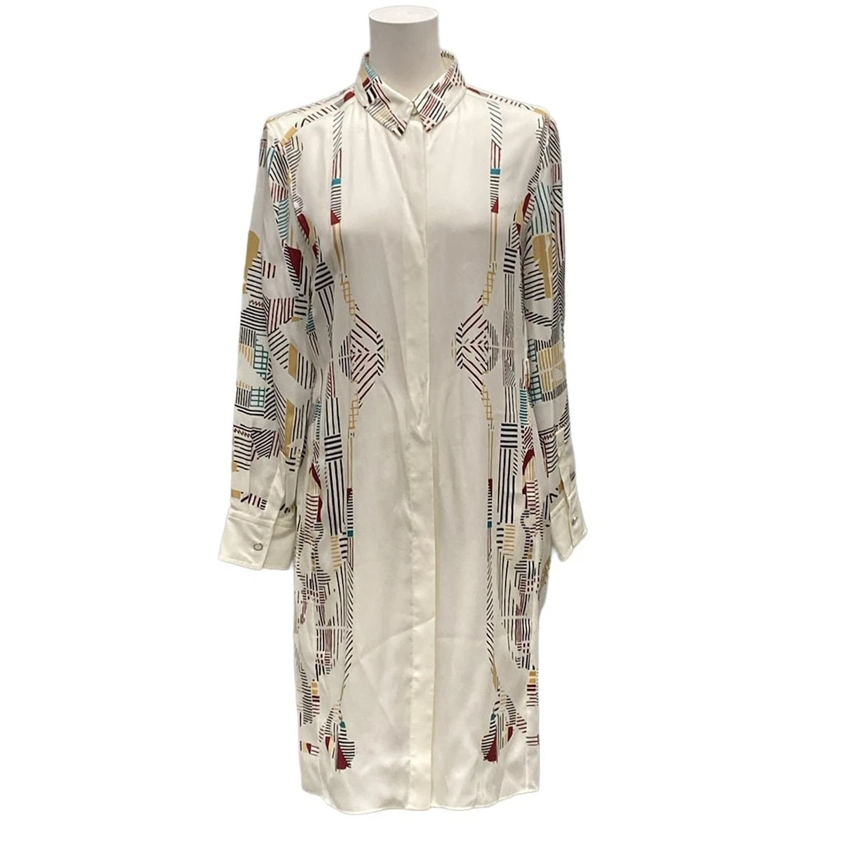 HERMÈS Abito in seta multi [materiale esterno] bianco giallo scuro HERMES 4E0544DU originale