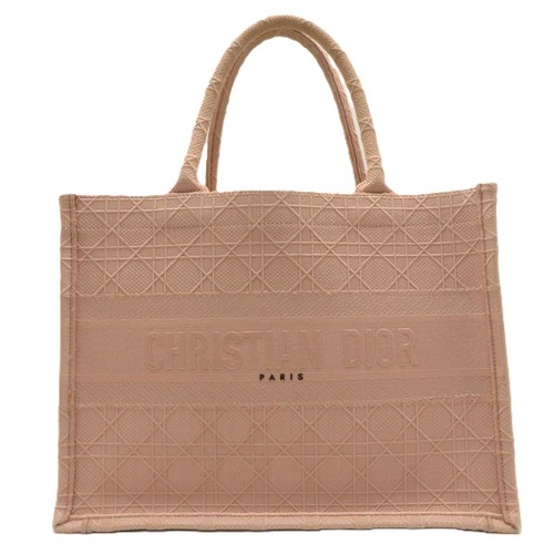 Dior Cannage Book Tote Medium Pink Beige Canvas M1296ZREY Women's Bag #DB3663