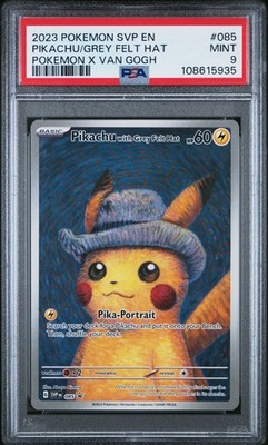 2023 Pokemon x Van Gogh Pikachu with Grey Felt Hat #085 Promo PSA