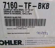 Kohler K-7160-TF-BKB ClearFlo™ Bathtub Drain 14"-16" Brushed Black PBD