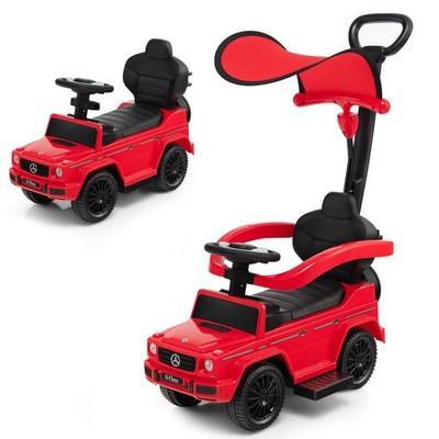 3 in 1 Ride on Push Car Mercedes Benz G350 Stroller Sliding Car w/ Canopy Red