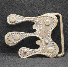 WF05170 COOL VINTAGE 1970s ABSTRACT ARTWORK FASHION SOLID BRASS BELT BUCKLE
