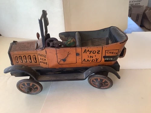Vintage Amos & Andy Windup Taxi 1930s windup works needs cleaning, auction