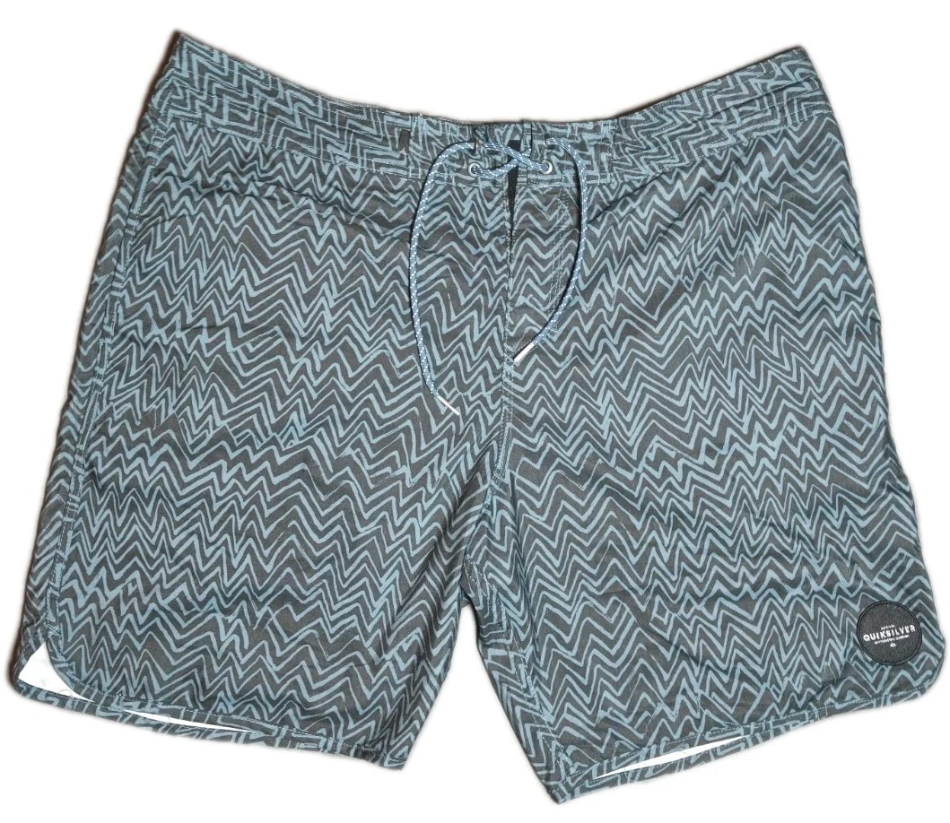 Quiksilver Boardshorts Mens 38 Blue Chevron Zigzag Swim Trunks Quick Dry Surf
