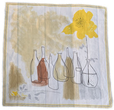 Vintage Vera Silk Chiffon Scarf Bottles Floral Print Sheer Square