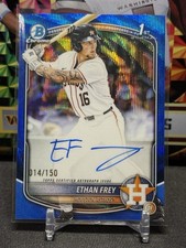 2025 Bowman Chrome Draft Ethan Frey 14/150 Auto Blue Wave Refractor  Astros