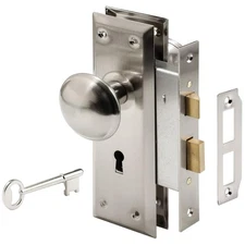 Elegant E 2330 Mortise Keyed Lock Set with Satin Nickel Knob for Interior Doors