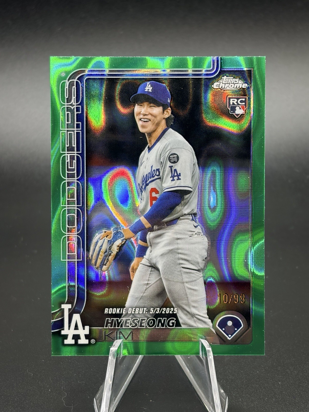 2025 Topps Chrome Update Hyeseong Kim RC Green Lava REFRACTOR #’d 10/99 #USC149