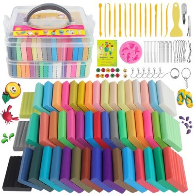 Polymer Clay Kits 50 Colors,Modeling Clay for Kids DIY Mold Oven Bake Clay wi...