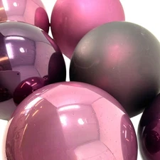3 Inch Shiny & Matte Purple & Pink Glass Christmas Ball Ornaments Set of 6