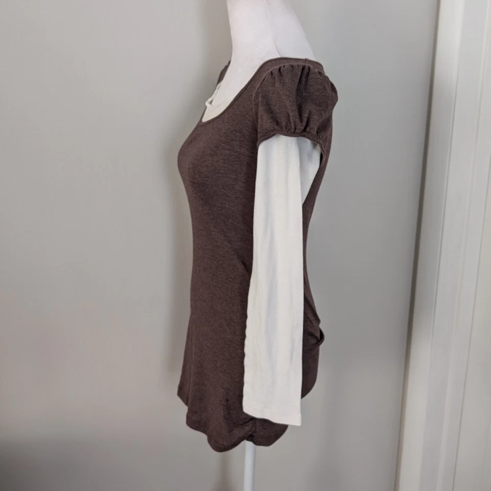 Top vintage Energie para mujer (JRs) Y2K extra grande ajustado en capas Bella Elena marrón Foto 4 de 4