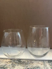 Set Of Two (2) Unbranded Stemless Wine Glasses Drinkware