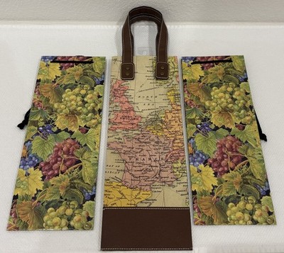 Papyrus European Map & Am. Greetings Grapes Wine Bottle Tote Gift Bags, Set of 3