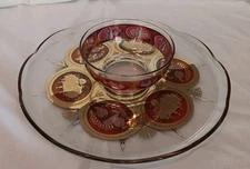 VINTAGE Beautiful CORA Chip and Dip Serving Tray Relish Fruit