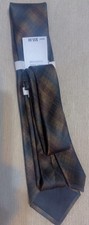 Perry Ellis Portfolio Brown Blue Plaid Woven Men's Tie One Size