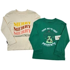 Tucker Tate & Dot Australia Kids 5 Christmas Shirts 2 Piece Bundle Cream Green