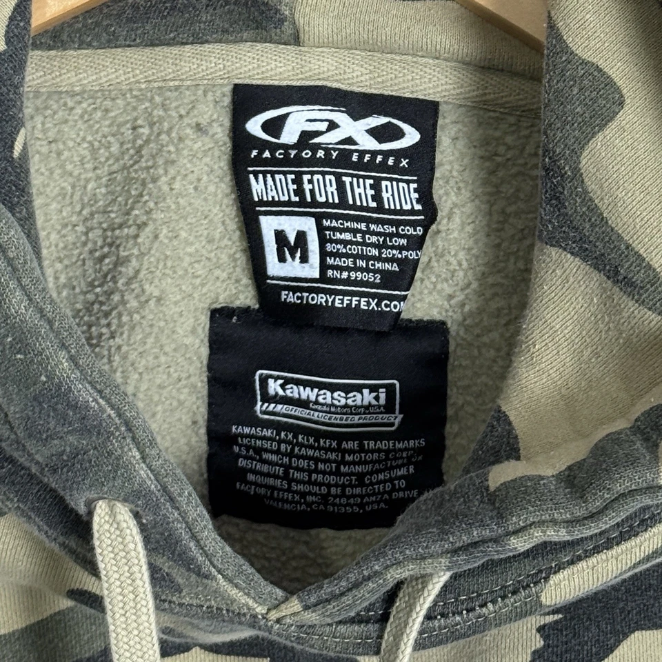 Kawasaki Hoodie Pullover Camo Drawstring Racing Motocross Motocross Medium - Image 3 of 3