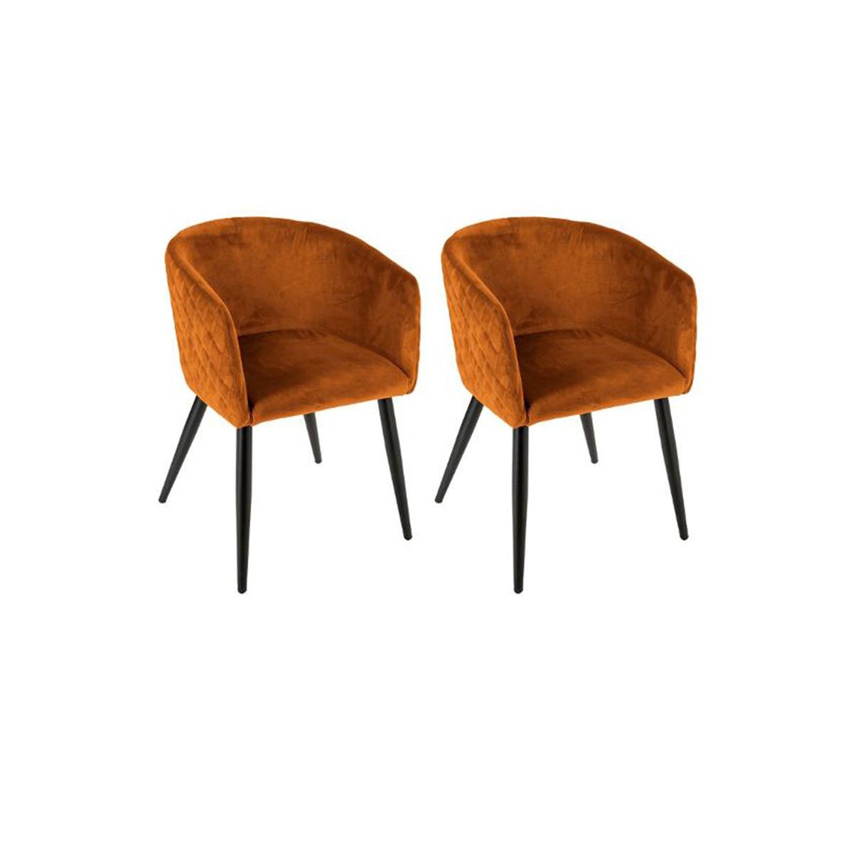 Lot de 2 fauteuils design velours Marlo couleur ambre pour salon moderne