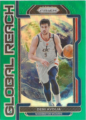 2021-22 Panini Prizm Deni Avdija Global Reach Green Prizm SP #8 