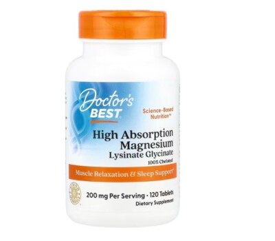 Doctor's Best, High Absorption Magnesium 100% Chelated, 100 mg, 120 Tablets