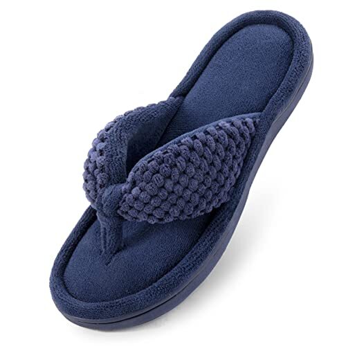 Women's Popcorn Flip Flop House Slipper with Memory Foam 9-10 Navy - Picture 2 of 7