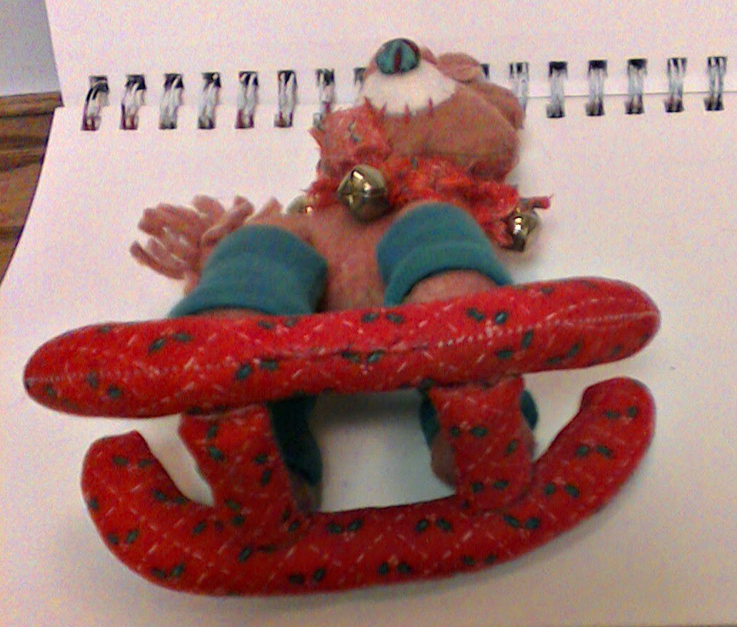 Christmas Handcrafted Folk Art Rocking Reindeer With Bells Plush Toy eBay