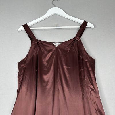 Nic+Zoe Womens Dress Large Burgundy Red Elevated Satin Slip Midi Date Night  Chic | eBay