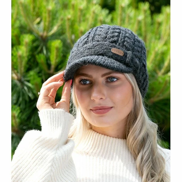 Irish Wool Peak Cap for Women Charcoal Gray eBay