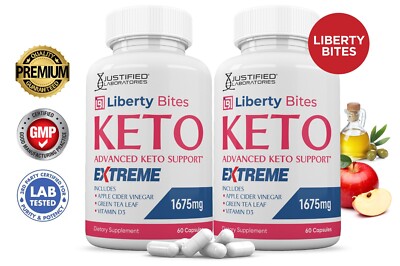 Liberty Bites Keto ACV Pills 1275 MG Stronger Than Gummies Keto Support 2 Bottle