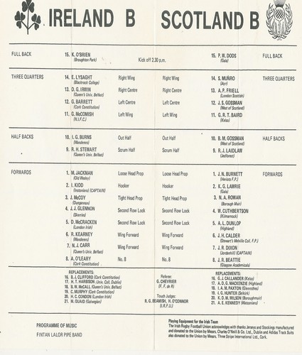 Ireland B v Scotland B RUGBY PROGRAMME - 1 December 1979 Lansdowne Rd, Dublin - Picture 2 of 2