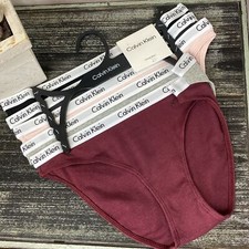 Calvin Klein SET of 5 Ribbed Cotton Signature Logo Band Bikini Panties NEW S