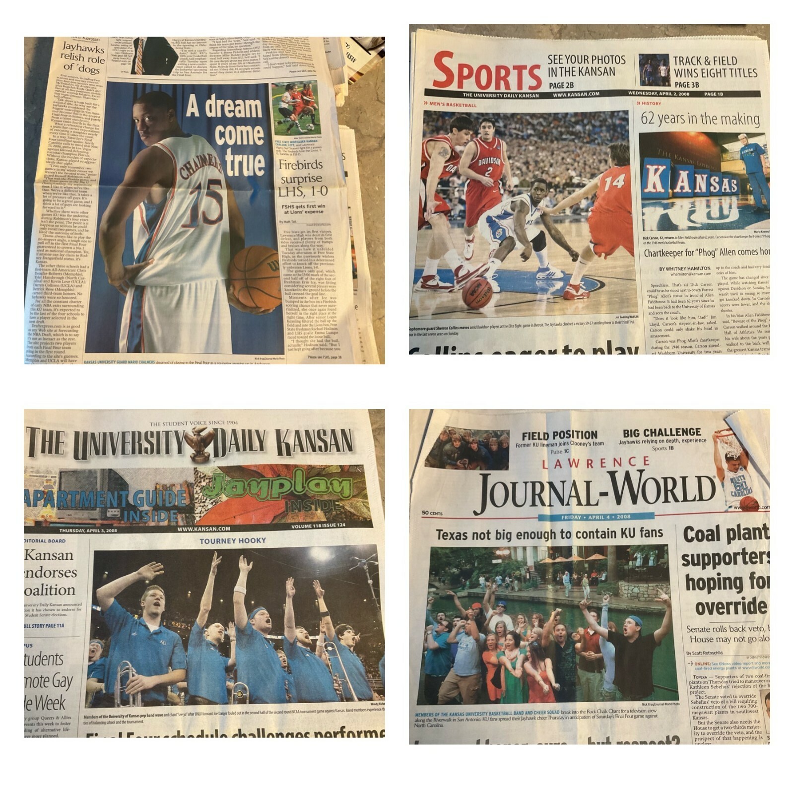 Complete Lawrence KS newspapers trailing the 2008 Men's Basketball