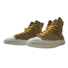 PF Flyers Shoes Beige Sz Men's 7.5 Women's 9 Suede Leather Hightop Sneakers