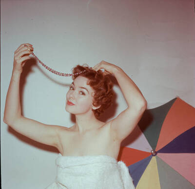 Actress Barbara Rush poses for a portrait at home in LA 1957 Old Photo 9
